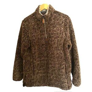 Nordic Fleece The Victoria Sherpa Pullover in Brown Small